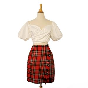 VINTAGE RAFAELLA TARTAN WRAP MINI SKIRT SIZE 8 100% WOOL